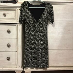 Black and white floral midi dress